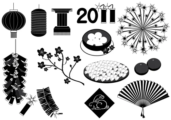 矢量上白色为庆祝中国新年元素 — 图库矢量图片