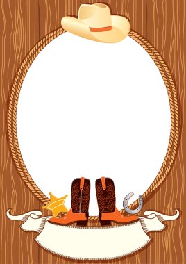 Cowboy poster background for design with cowboy elements.Vector clipart