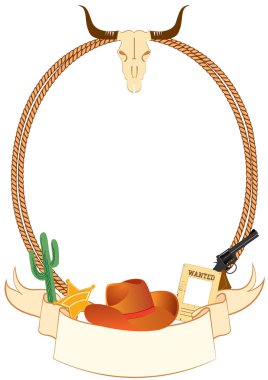 Cowboy poster background for design with cowboy elements.Vector clipart