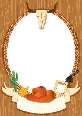 Cowboy poster background for design with vector cowboy elements clipart