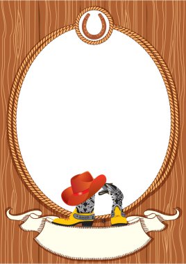 Cowboy poster background for design with cowboy elements.Vector clipart