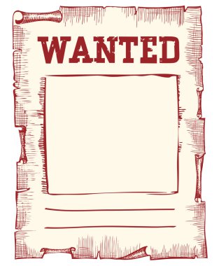 Vector wanted poster image on white clipart