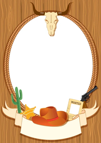 Cowboy Poster Hintergrund Für Design Mit Vektor Cowboy Elementen — Stockvektor