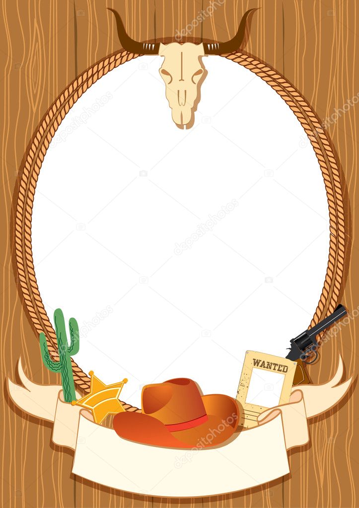 Cowboy poster background for design with vector cowboy elements