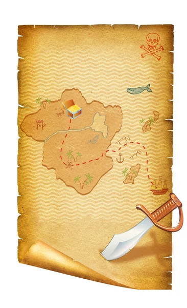 화이트에 오래 된 종이 scroll.treasure 지도 — 스톡 사진