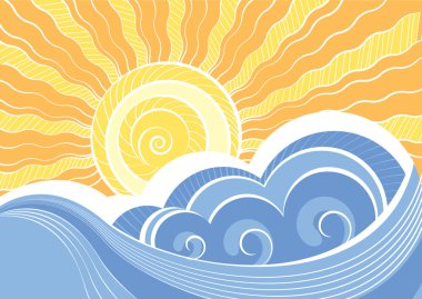 Abstract sea waves. Vector illustration of sea landscape clipart