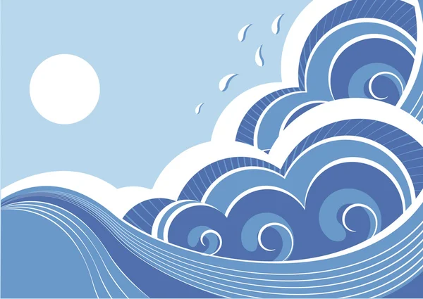 Abstraktní mořské vlny. vektorové ilustrace mořské krajiny — Stockový vektor