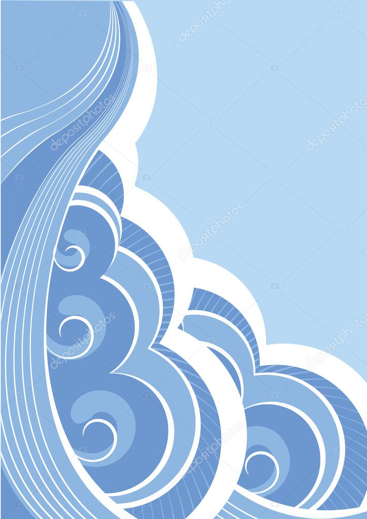 Abstract sea waves. Vector illustration of sea landscape