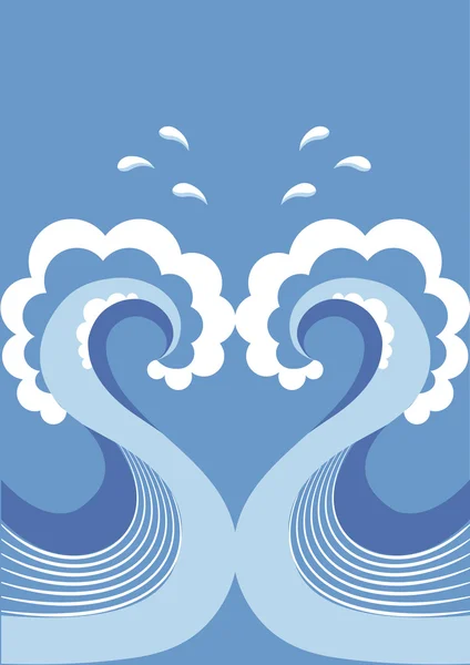 Decoración de olas en azul — Vector de stock