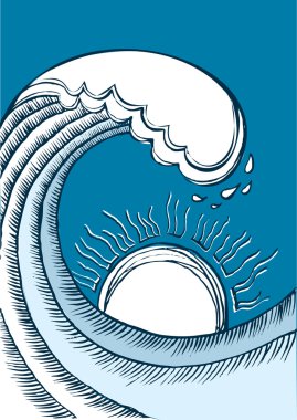Deniz dalgaları. vektör çizim deniz manzara