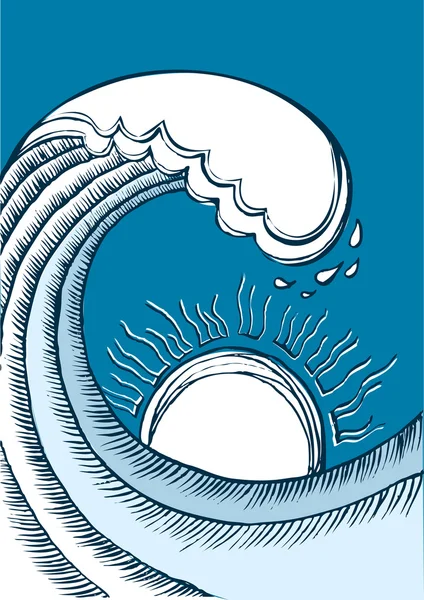 Meereswellen. Vektorillustration der Meereslandschaft — Stockvektor