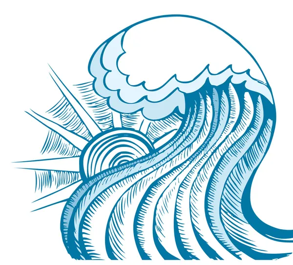 海の波。海の風景のベクトル イラスト — ストックベクタ