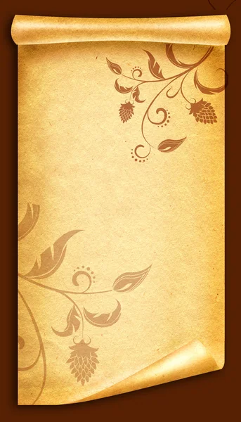 Fundo floral vintagel. Rolagem de papel antigo — Fotografia de Stock