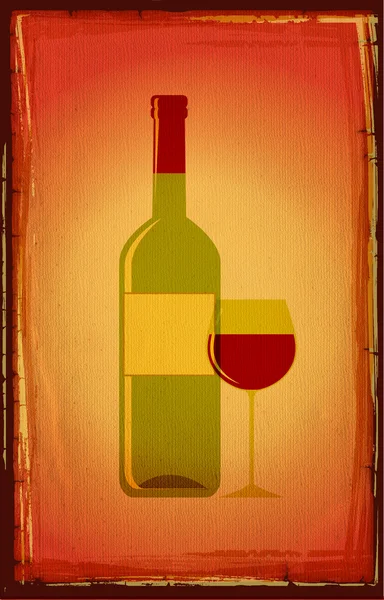 Μπουκάλι κόκκινο κρασί για την παλιά υφή του χαρτιού — Φωτογραφία Αρχείου
