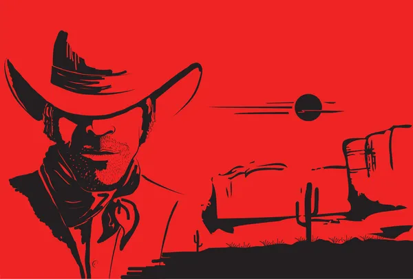 Porträt von Cowboy man.vector Poster Hintergrund — Stockvektor