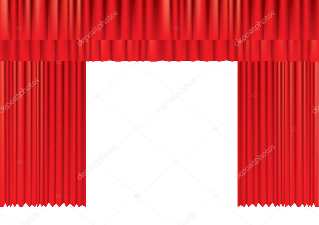 Red theater curtain. Vector
