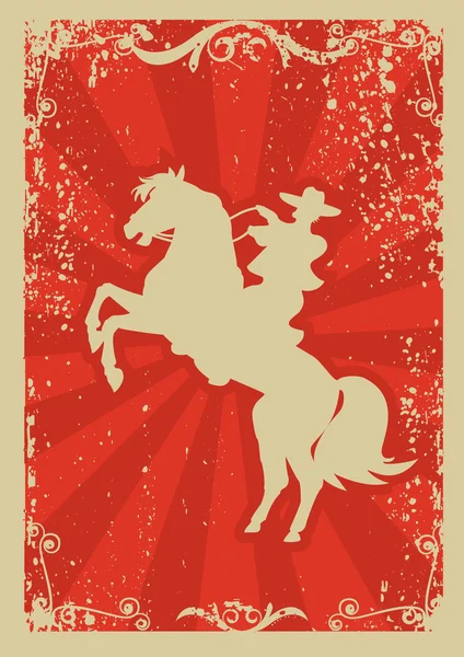 Cowboy poster.Vector графическое изображение с гранж-фоном — стоковый вектор