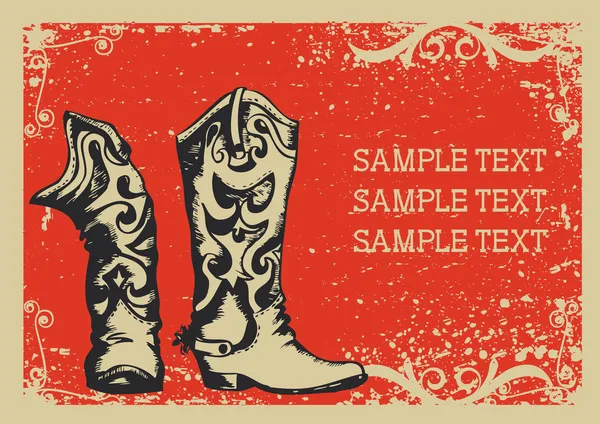 Cowboy boots .Vector graphic image with grunge background for t — Stock Vector