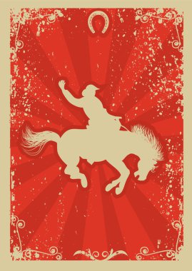 Rodeo cowboy.Wild horse race.Vector graphic poster with grunge b clipart