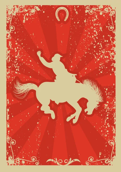 罗迪欧 cowboy.wild 马 race.vector 图形海报与 grunge b — 图库矢量图片