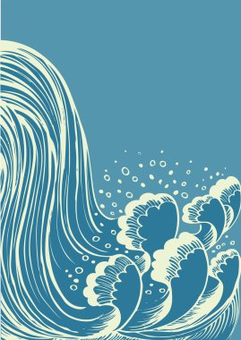 Waterfall.Vector blue water waves background clipart