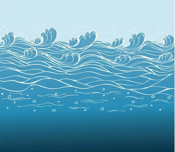 Olas azules.Imagen vectorial de fondo marino para el diseño — Vector de stock