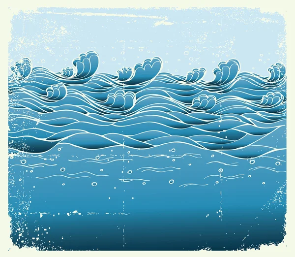Blauwe waves.vector grunge beeld van zee achtergrond voor ontwerp — Stockvector