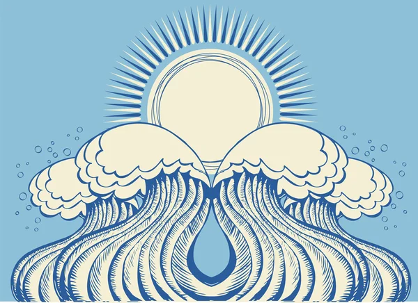 Deniz dalgaları. doğa sembolü vektör çizim — Stok Vektör