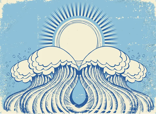 Αφηρημένη θάλασσα κύματα. εικονογράφηση φορέας grunge σύμβολο της θάλασσας — Διανυσματικό Αρχείο
