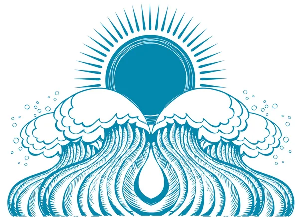 Deniz dalgaları. doğa sembolü vektör çizim — Stok Vektör