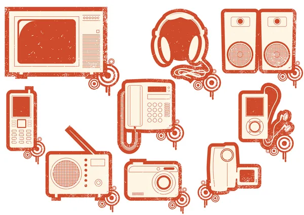 Grunge icônes de symboles rouges pour la maison sur blanc . — Image vectorielle