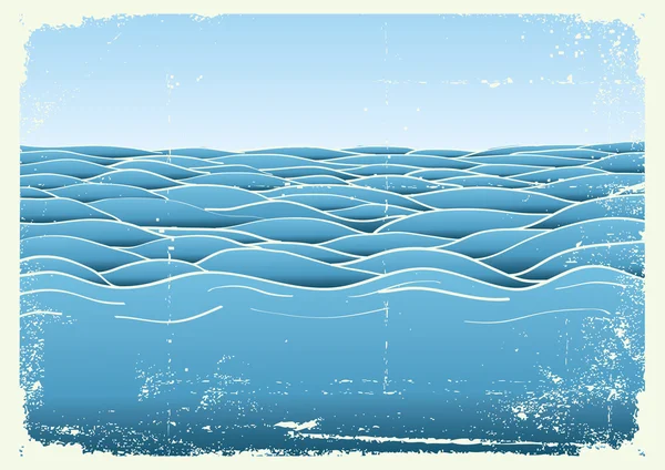 Onde blu. immagine vettoriale grunge di sfondo del mare per il design — Vettoriale Stock