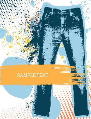 Jeans background.Vector gunge denim for text clipart