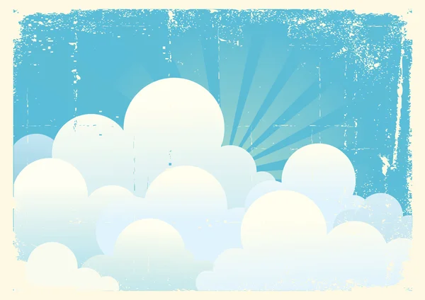 Blauer Himmel mit schönen Wolken. Vintage-Vektorbild — Stockvektor