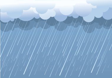 Rain.Vector image with dark clouds in wet day