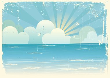 SEa landscape with beautifull clouds.Vector image clipart