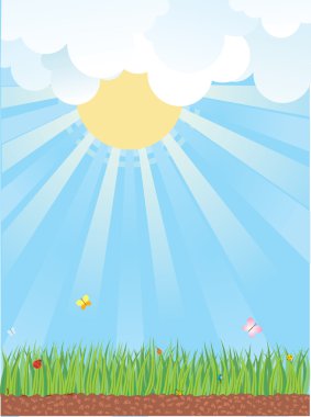 natural background with summer landscape.Vector cartoons clipart