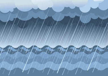 Rain in sea.Vector water landscape