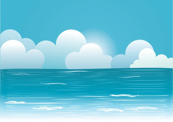 Sea landscape with beautifull clouds.Vector image — Stock Vector