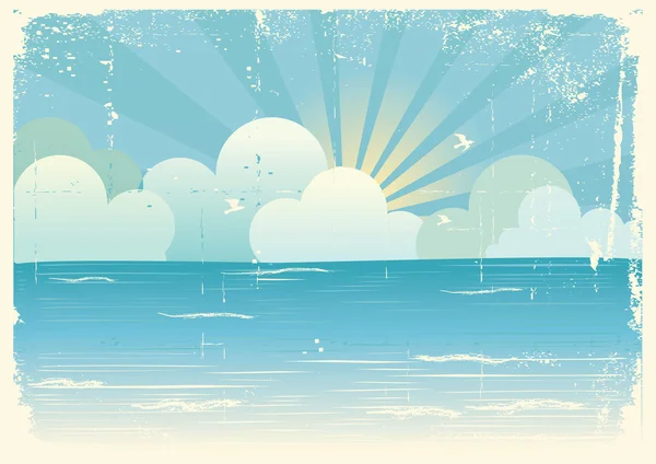 Paisaje marino con bellas nubezas.Imagen vectorial — Vector de stock