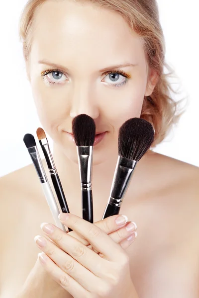 Maquillaje Artista Celebración Conjunto Cepillos Para Cara —  Fotos de Stock