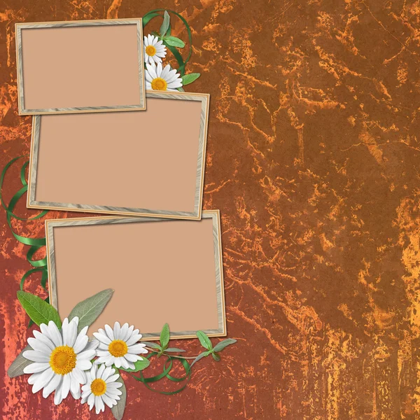 Фон з рамкою і квітами — стокове фото