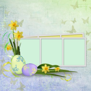 Spring or Easter background with frames clipart