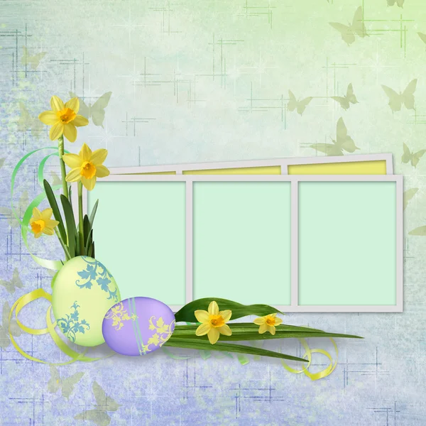 Spring or Easter background with frames — Stock Photo, Image