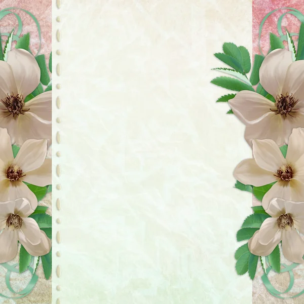 Grunge conception de papier pour l'information avec des fleurs — Photo