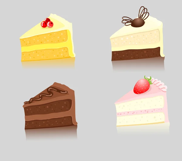 Quatre tranches de gâteau — Image vectorielle