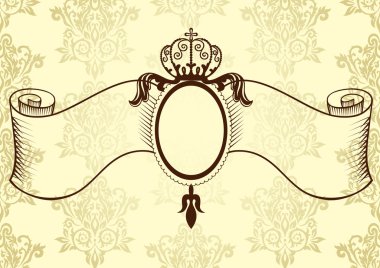 Ribbon with crown in vintage style clipart