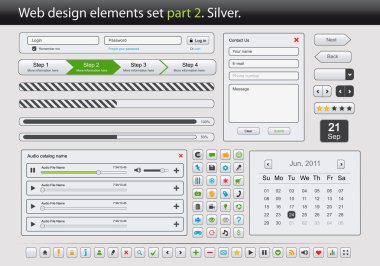 Web design elements set. Part 2. Silver. clipart