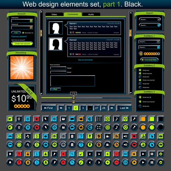 Web design prvky sada 1 — Stockový vektor