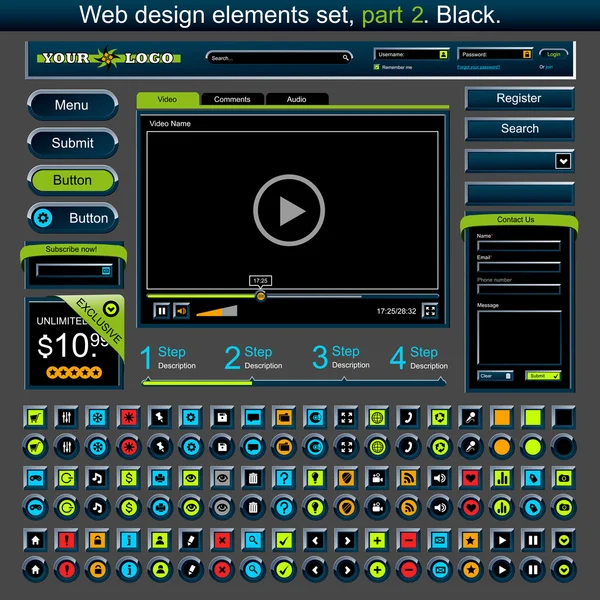 Conjunto de elementos de diseño web 2 — Vector de stock